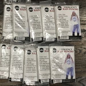 Pack of 10 Clear Emergency Rain Ponchos